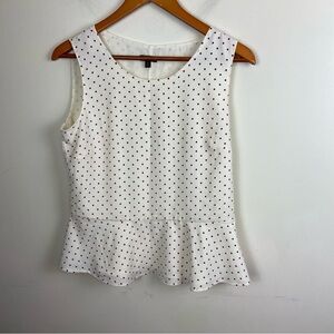 Talbots White Cream Red Polka Dot Peplum Blouse Business‎ Casual Office Size 8